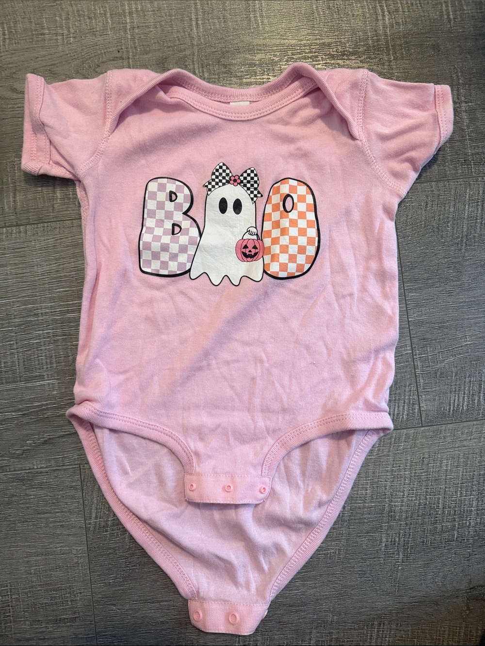 Rabbit Skins Pink Toddler Onesie with Halloween Ghost Graphic